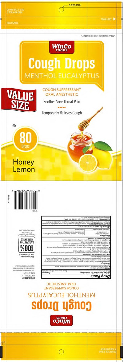 Winco Honey Lemon 80ct Cough Drops (Winco Honey Lemon 80ct 502214 6 8 2017tm)